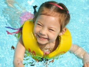 Happy little swimmer.